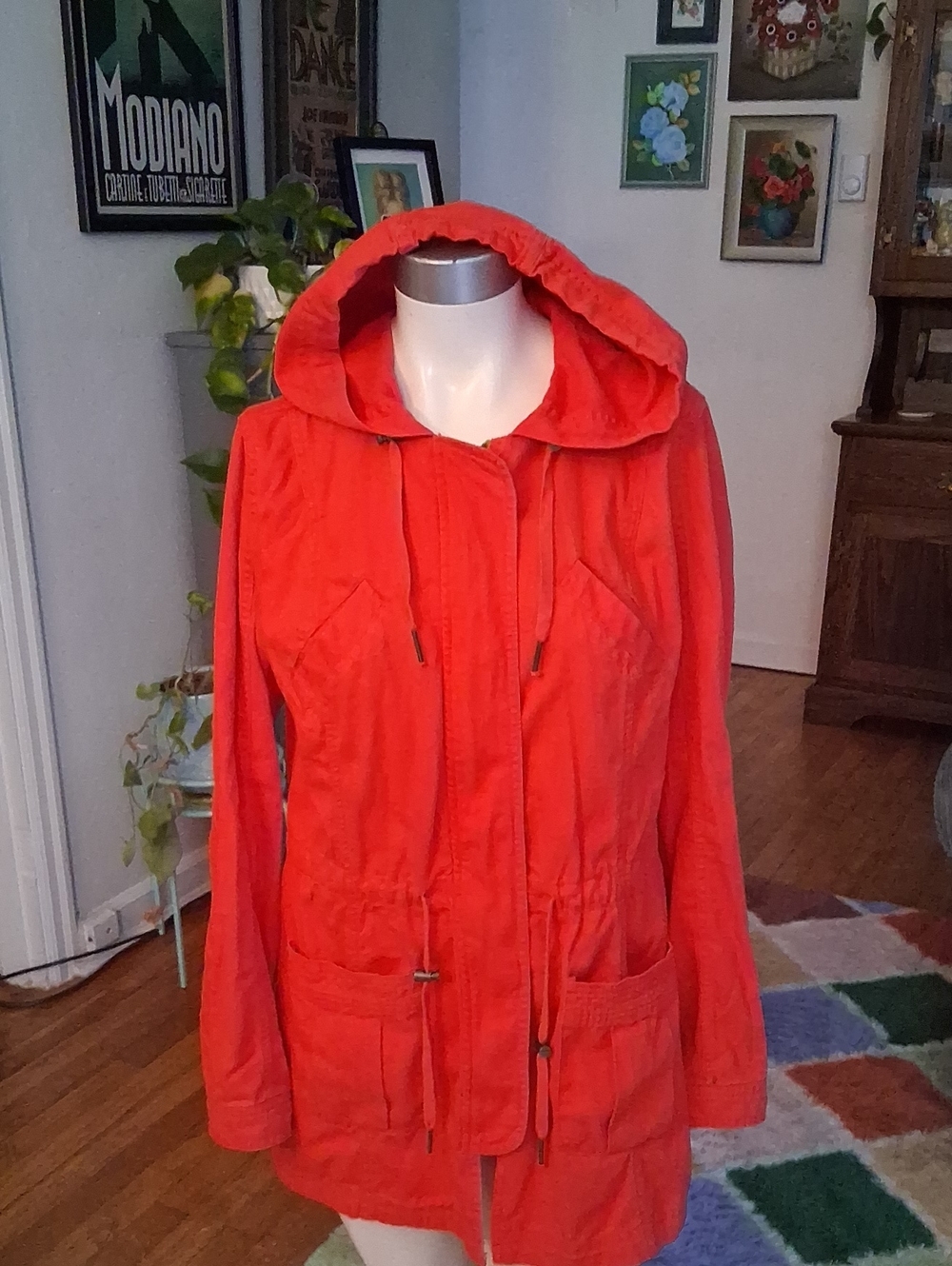Mossimo Supply Co. Red Hooded Utility Anorak